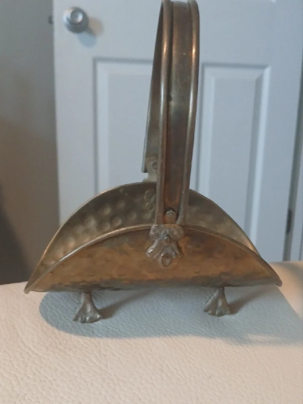 Hammered Brass Basket with Arch Handle